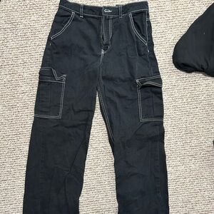 H&M Black Cargo Pants with Contrast Stitching